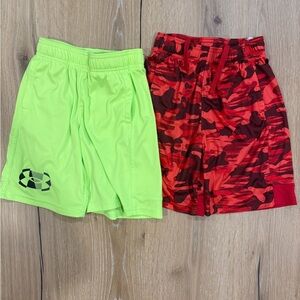 Under Armour Kids' Lime Green and Red Camo Shorts